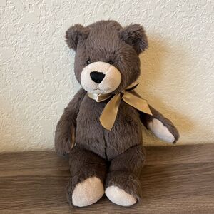 Ganz Casey Stuffed Animal Brown Teddy Bear Ribbon Bow  H12192, Vintage